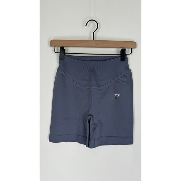 Gymshark Sweat Seamless Shorts Womens XS Evening Blue New Athleisure B6A4S - Picture 1 of 8